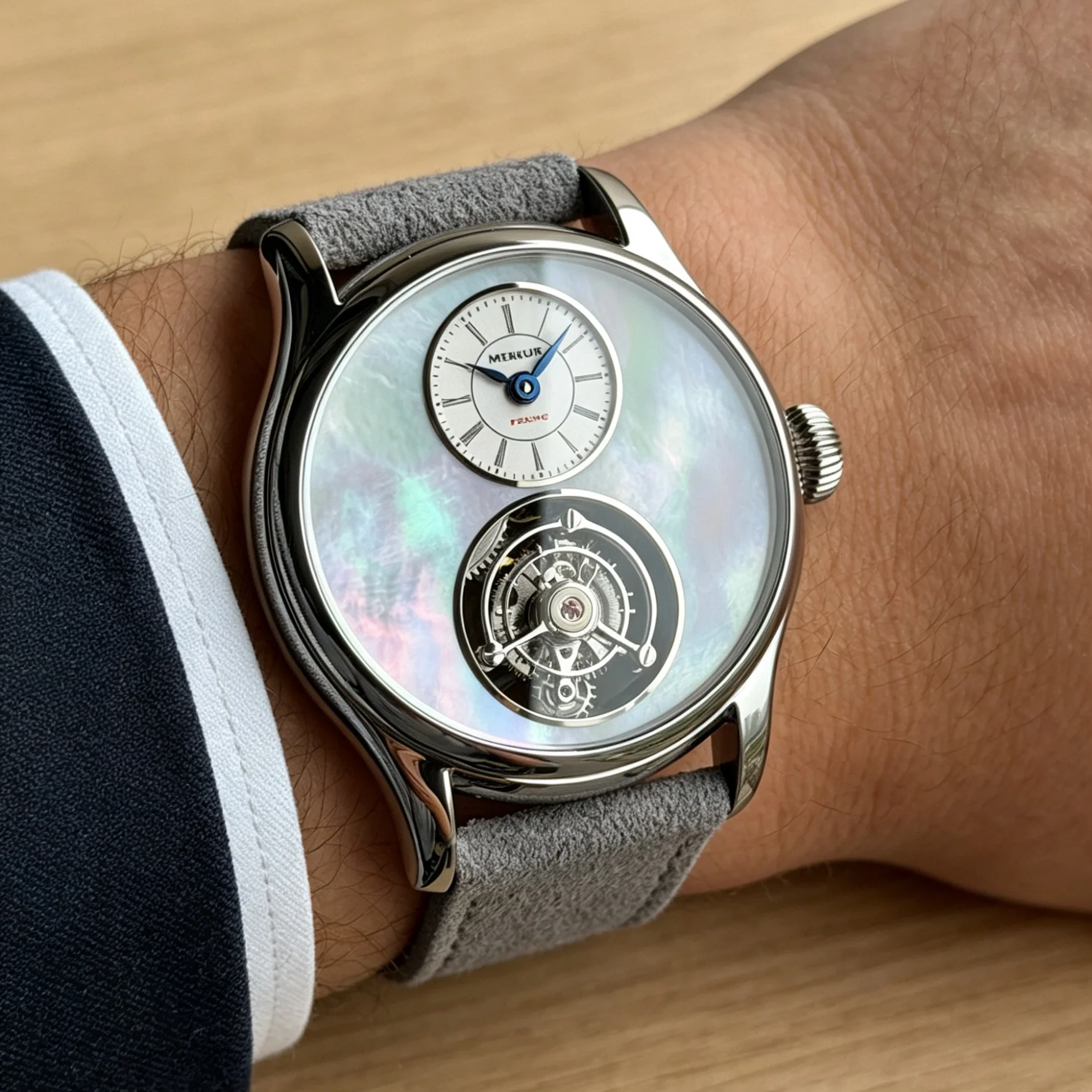Merkur 100% Tourbillon Watch Fritillaria Dial